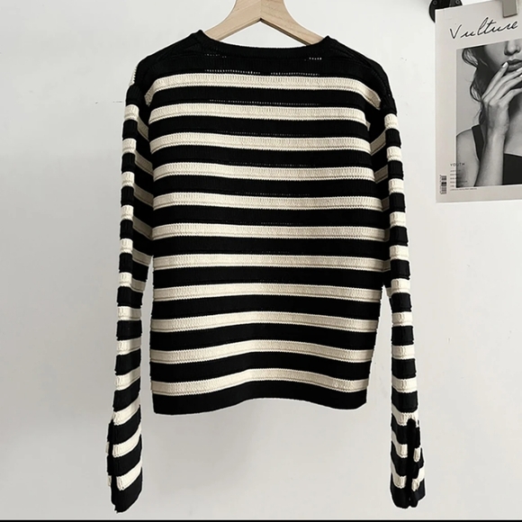 Fashion Spring Autumn Striped Knitted Sweater  Cardigans Coat - Picture 2 of 3